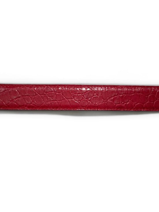 Vintage Gianni Versace Red Crocodile Leather Medusa Belt Gold Buckle Italy